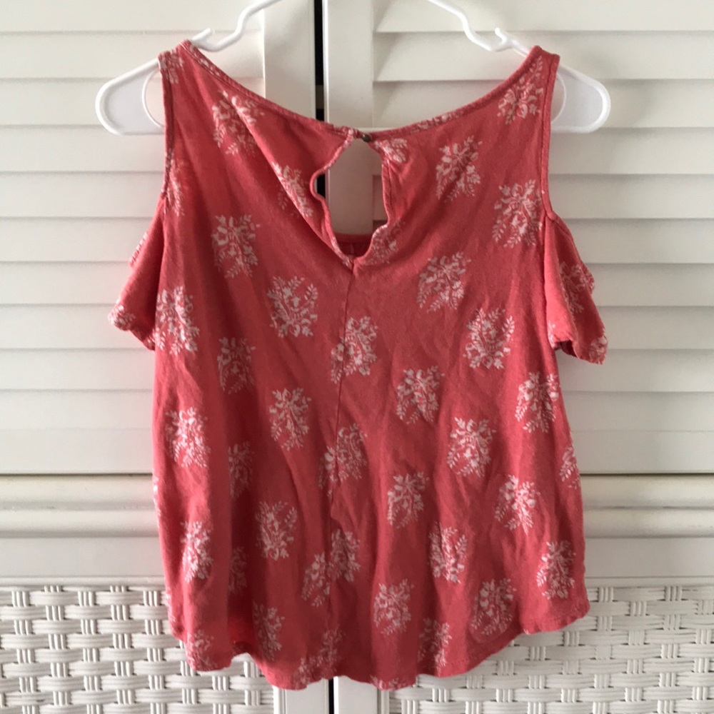 Lucky brand cold shoulder top pink small shirt - Picture 5 of 6